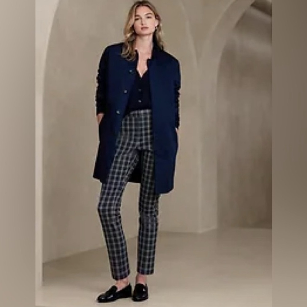NEW $100 Banana‎ Republic Factory Sloan Slim Pants Blue/White Plaid 6 Stretch